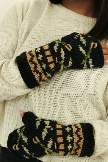 Guantes artesanales, lana del Himalaya, Nepal