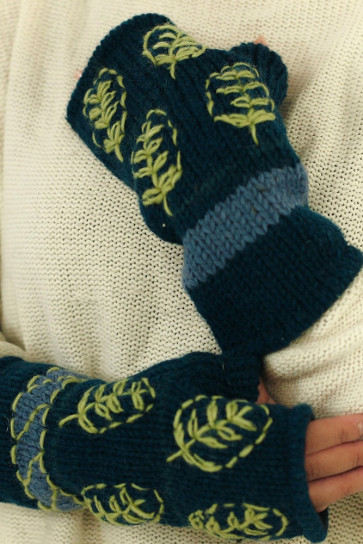 Guantes artesanales lana natural del Himalaya, Nepal