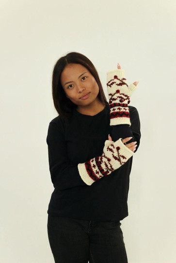 Guantes artesanales, lana natural del Himalaya, Nepal