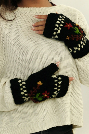 Guantes artesanales, lana natural del Himalaya, Nepal